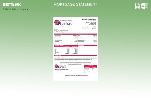 модерен стил Литванија UAB GF bankas за хипотека шаблон Word и PDF шаблон